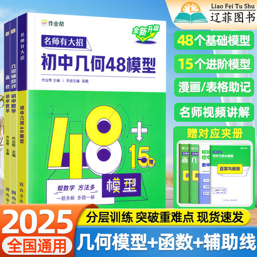 2025初中几何48模型数学题解专项训练练习题压轴题几何辅助线函数重难点题型万能模板与题解技巧七八九年级中考一二三轮复习资料