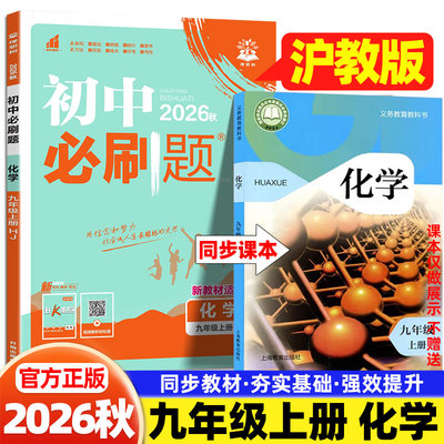 2026秋九年级上册化学沪教版必刷题初中同步练习册上海教育出版社初三9下化学一课一练测试卷实验班提优训练中考总复习资料狂k重点