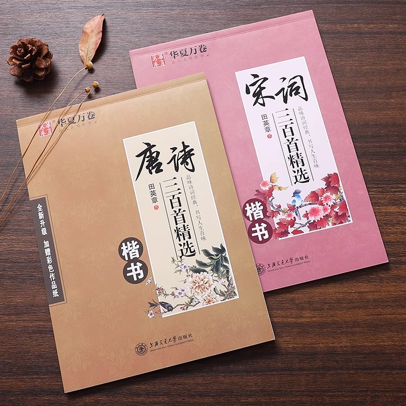田英章钢笔楷书字帖唐诗宋词三百首练字古诗词华夏万卷成人大学生练习硬笔书法正楷临摹练字帖小学生初中生女生漂亮字体描红练字本