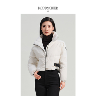 鹅绒羽绒服女短款冬季2025新款立领腰带小个子今年流行爆款外套