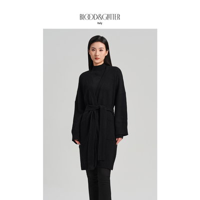 羊毛混纺针织韩系宽松开衫毛衣