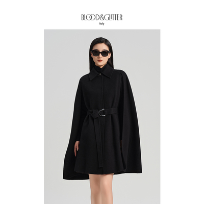 羊毛斗篷式收腰轻奢气质毛呢大衣