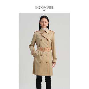 风衣女款中长款2026春秋新款休闲复古撞色双排扣小个子大衣外套