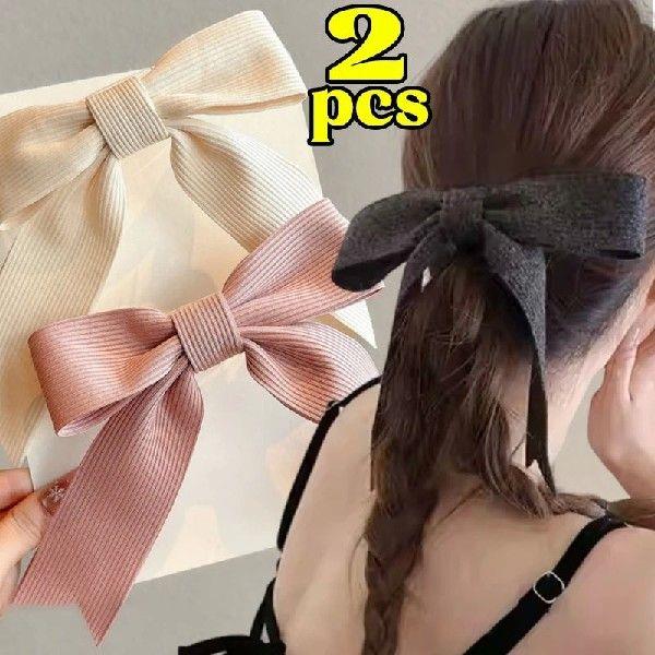 1/2PCS Fashion Fabric Hair Bow Hairpin for Women Girls
