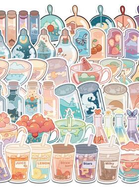 50pcs Cartoon Ins Cute Drink Graffiti Stickers Aesthetic