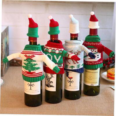 Merry Christmas red wine bottle clothes and hat 圣诞酒瓶套