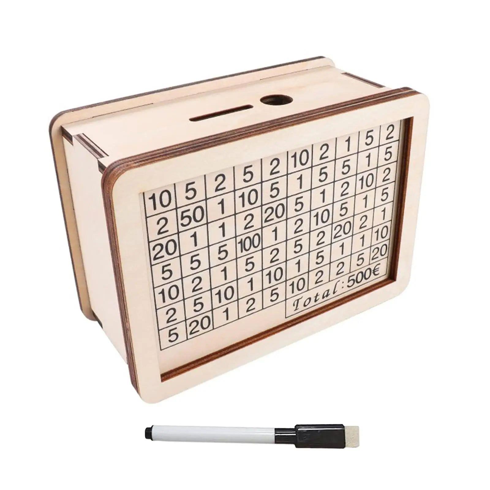 Wooden Money Box with Counting Coin Bank Retro Coin Saving P