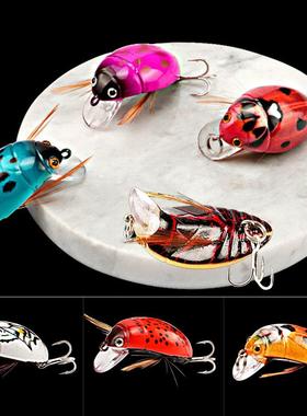 1PC Artificial Ladybug Fishing Bait Cicada Beetle Insect Wob