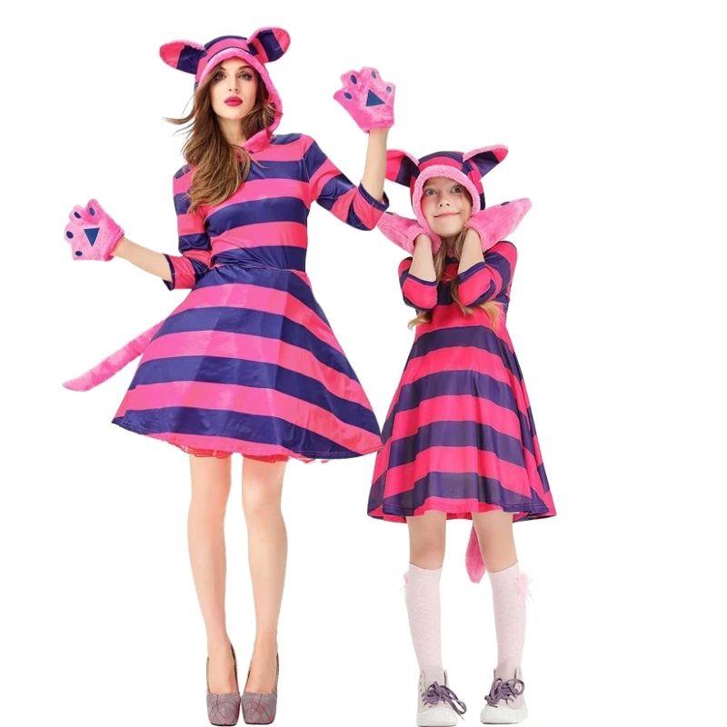 Halloween Costume Purple Striped Cheshire Cat Cute Paw Role