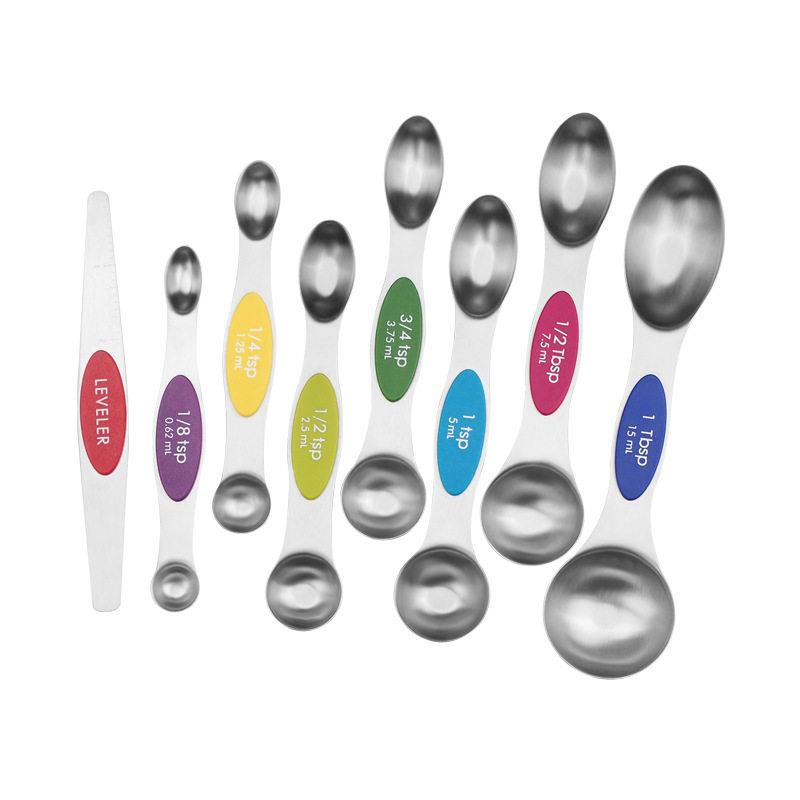 Magnetic Measuring Spoons Set Dual Sided Teaspoon Tablespoon - 实物图