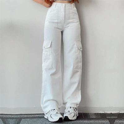Straight Leg Cargo Pants Women HighWaist Baggy Trousers Lady