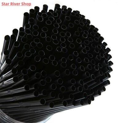 100pcs/Set Black Cocktail Straws Black Plastic Straw For Bir