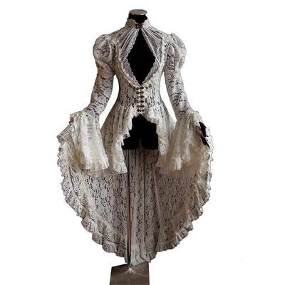 Vintage Medieval Court Party Lace Dress Dress Dress Slim Fit