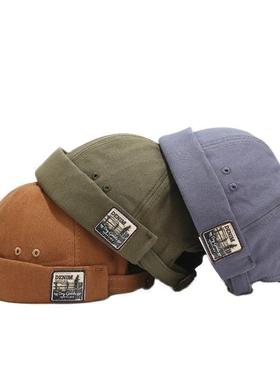 Vintage Docker Cap Brimless Hat Breathable Beanie Hats Cotto