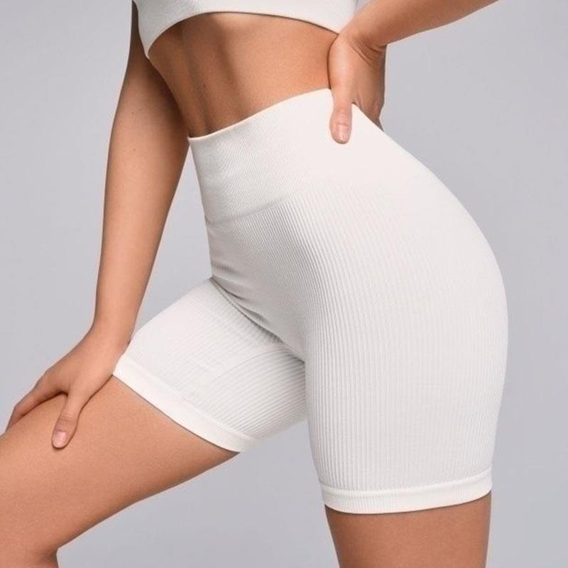 Women Shorts Ribbed Gym Sports Short Push Up Tummy Control S