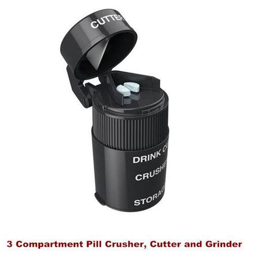 3 Compartment Pill Crusher Cutter Grinder Vitamins Tablets