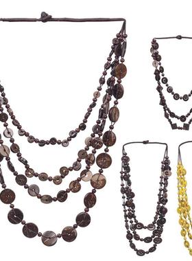 跨境外贸民族风多层串珠椰壳项炼 部落女饰品配饰