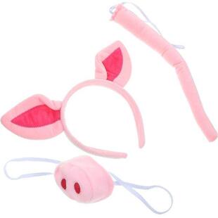1 Set 2pcs Animal Pig Costumes Headband Pig Snout Children