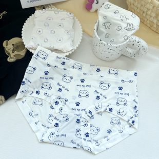 冰丝牛奶丝三角内裤女独立包装中腰卡通可爱浅色包臀舒适2025新款