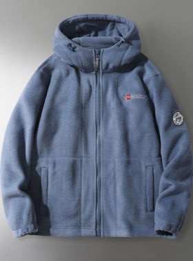 秋冬上新摇粒绒拼接颗粒绒双层加厚保暖立领棒球领男生夹克