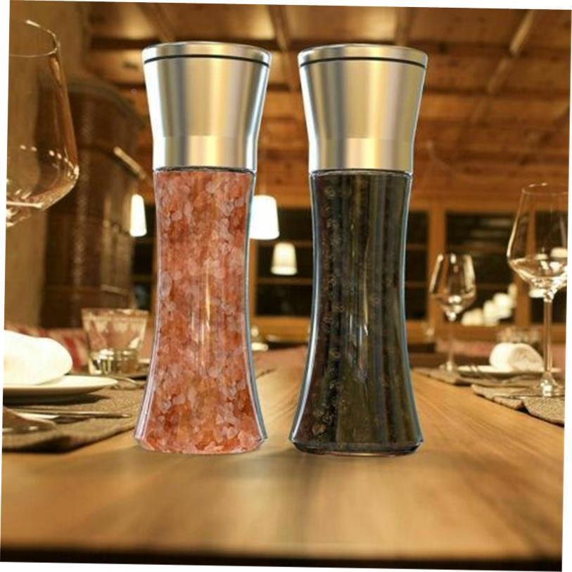 Salt and Pepper Grinder Set Ceramic Mills Stainless Steel Sh