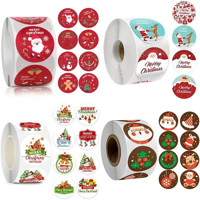 500pcs Merry Christmas Stickers Christmas Theme Seal Labels
