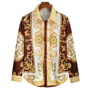 digital printed shirt长袖 Long 印花衬衫 lapel 翻领数码 sleeved