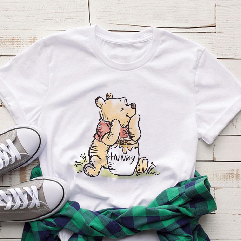 Winnie the Pooh Print T Shirt Women Short Sleeve Summer Casu