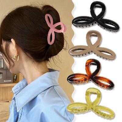 Ponytail Bow Large Hair Claw Crab Solid Acrylic Bowknot