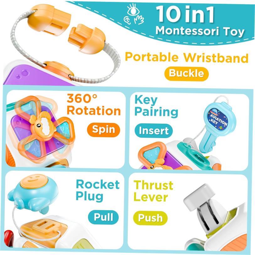 Baby Busy Board Cube Montessori Sensory Toys for Toddler 1-3