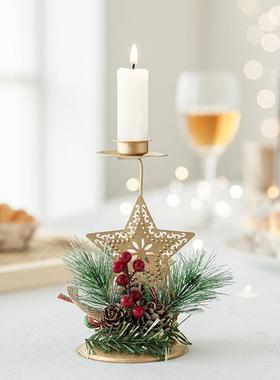 New Christmas gold iron candlestick tabletop decorations