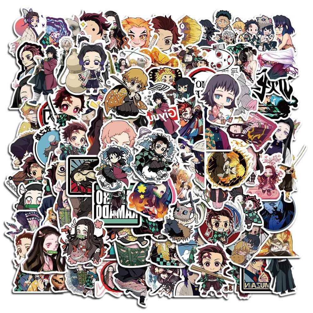 50/100Pcs Anime Sticker Demon Slayer Sticker Waterproof PVC