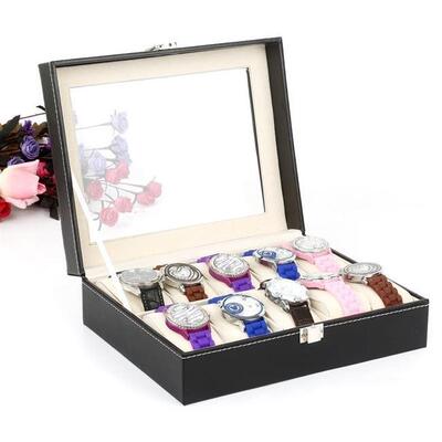 watch box jewelry display storage holder case grids organize