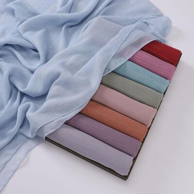 Chiffon silver silk pleated long scarf Hui ethnic 褶皱长围巾
