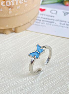 Oil dripping Butterfly Ring 滴油蝴蝶戒指覆古开 口可调节戒指