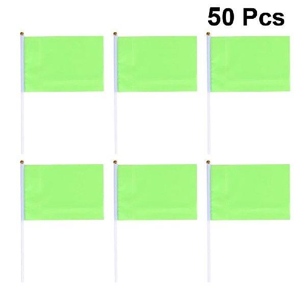 50pcs Handheld Square Flags Solid Color Mini Flag Party