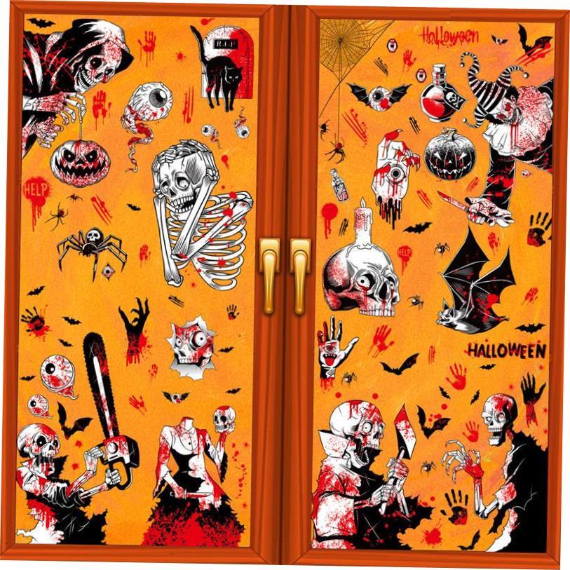 Halloween decoration skull window sticker static sticker万圣