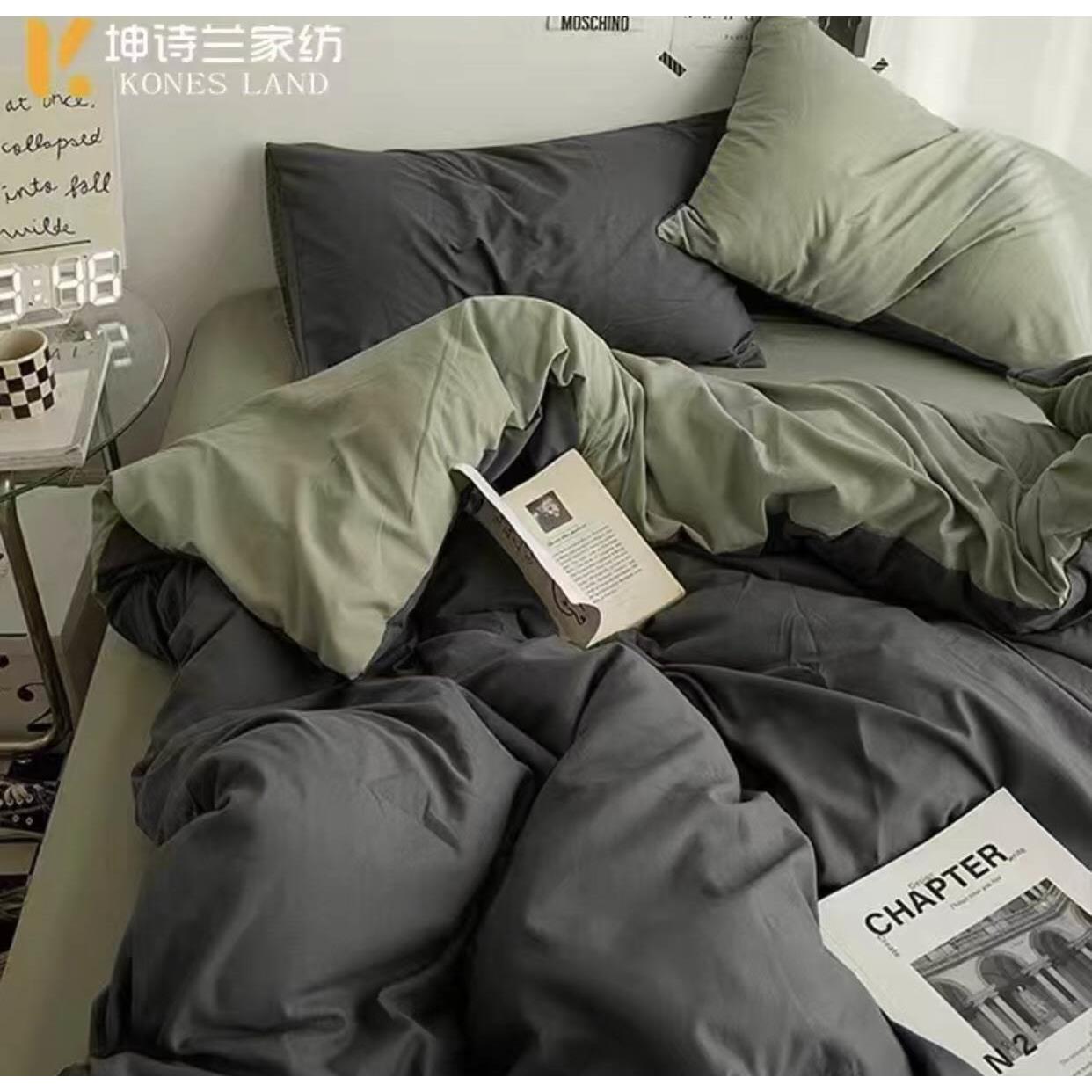 plain bed linen cover pillow student bedding set sheet case