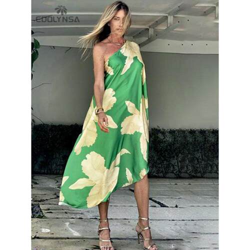 Green Boho Printed Off Shoulder Kaftan Plus Size Women Cloth