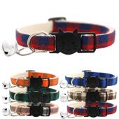 Adjust Safety Cat Pet Buckles Dog Collar Bell Plaid With