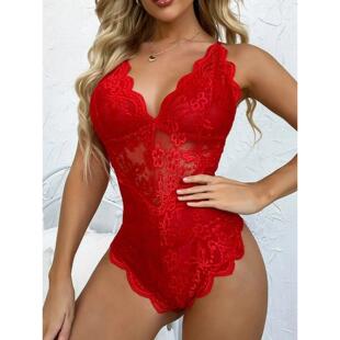 sexy neck lace jumpsuit Fun perspective lingerie
