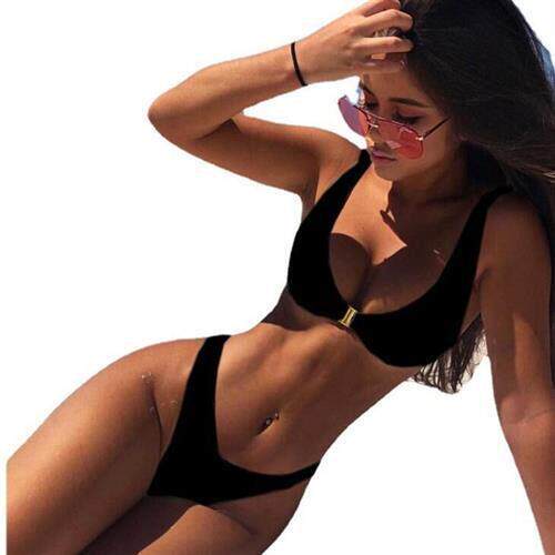 three solid gold bikini swimsuit color Sexy lock two-piece