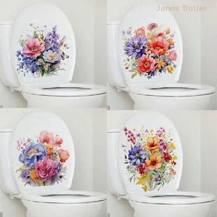 Flower Toilet Seat Stickers Self-Adhesive Toilet Lid Decals