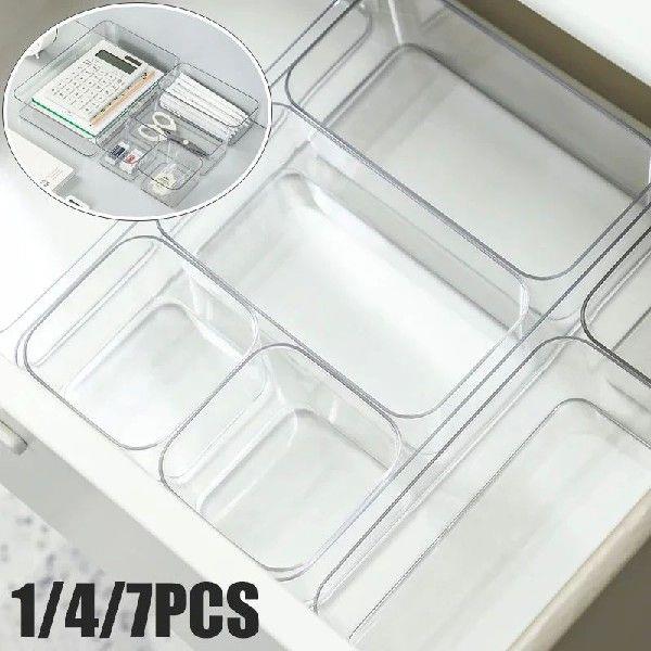 1/4/7PCS Desk Drawer Organizer Box Divider Kitchen