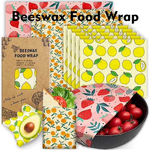 Reusable Beeswax Food Wrap Sandwich Bags Covering Dishes