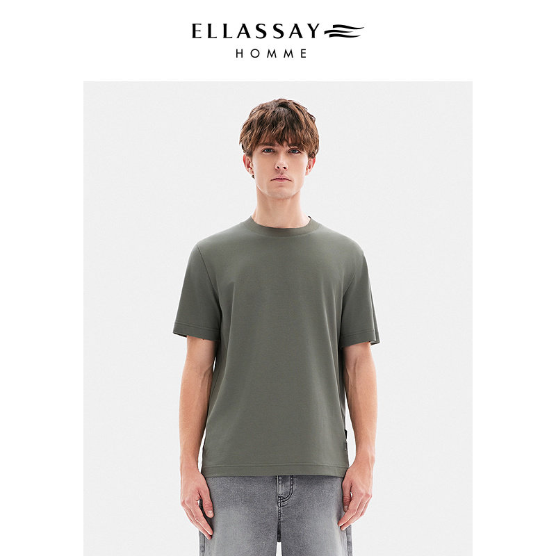 ELLASSAY歌力思男装25年山羊绒混纺圆领T恤珠地短袖EME361Z07000