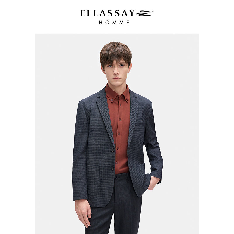 ELLASSAY歌力思男装25年超细美利诺羊毛商务休闲西装EME363T00800