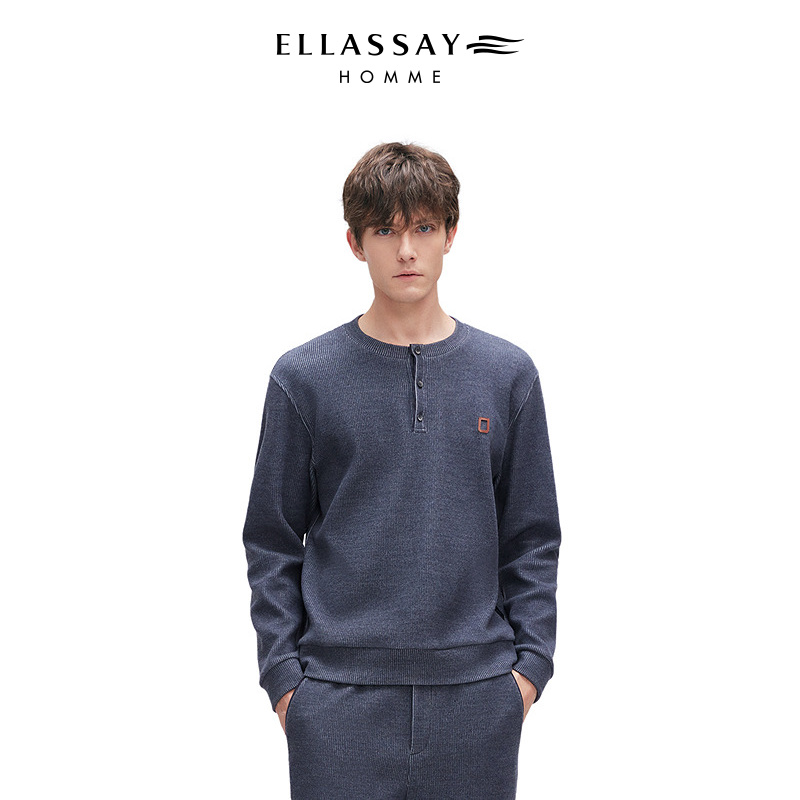 ELLASSAY歌力思男装25年新款澳毛灯芯绒条纹卫衣EME364Z03100