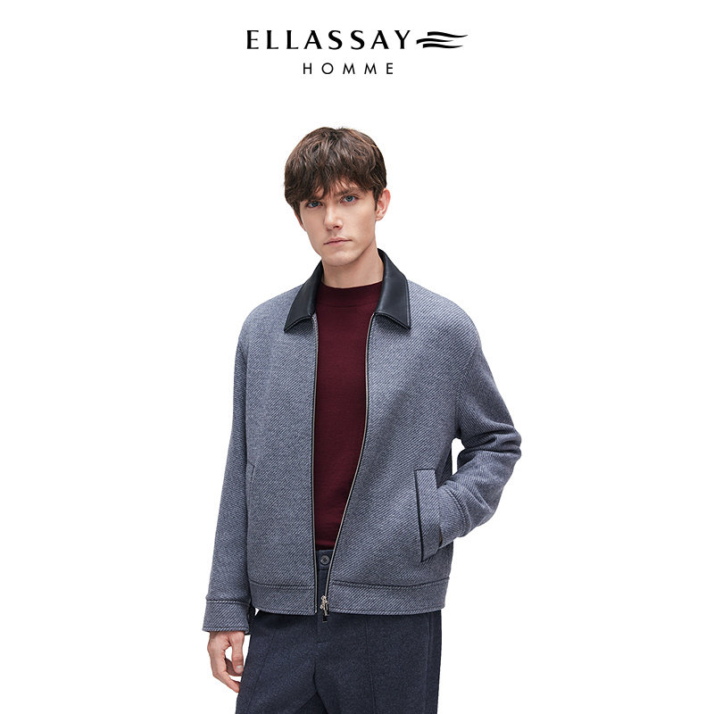 ELLASSAY歌力思男装2025秋冬美丽诺羊毛拼接外套大衣EME364W01400