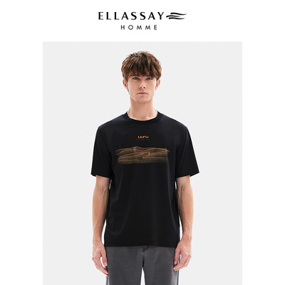 ELLASSAY歌力思男装春季液氨棉圆领T恤LOGO短袖EME362Z05400